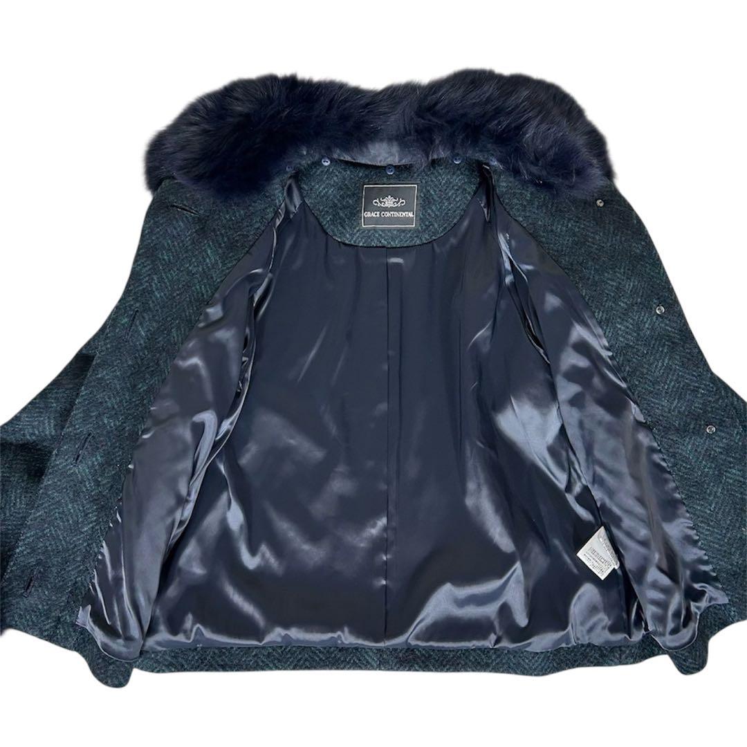 極美品✨《グレースコンチネンタル》 ツイードジャケット モヘア フォックスファー
