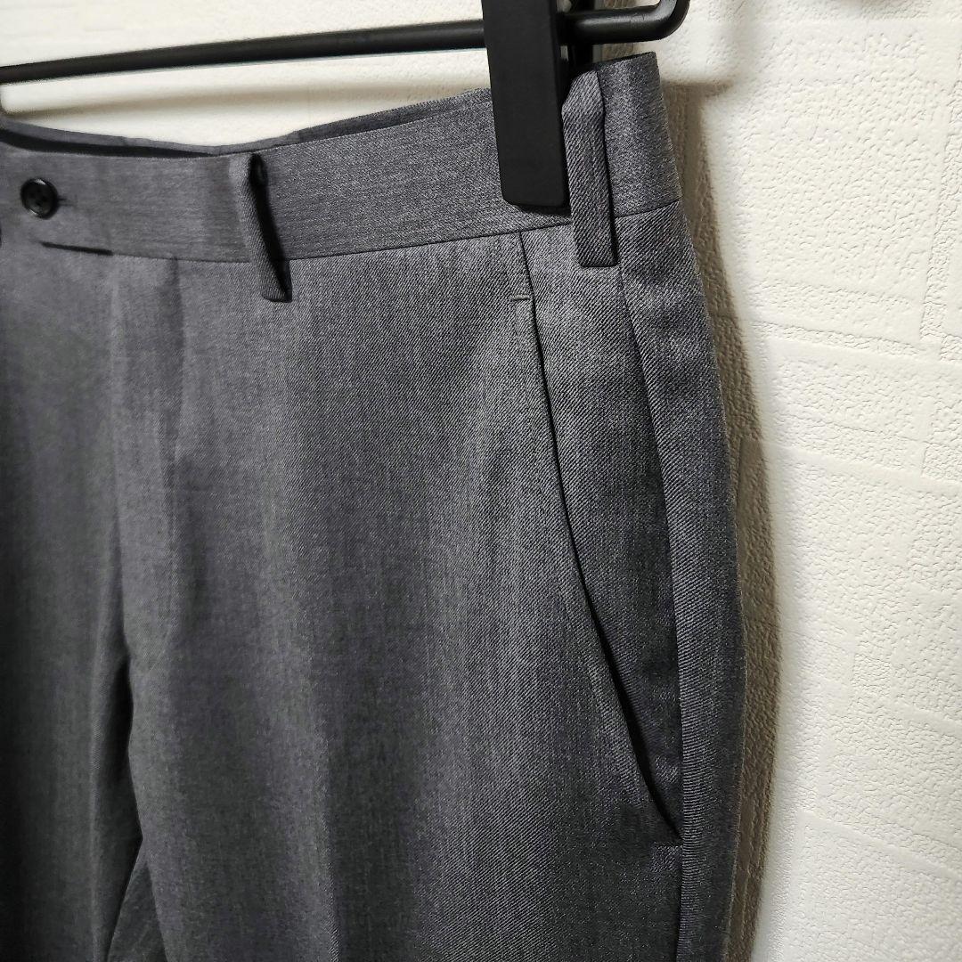 グローバルスタイル　メンズ　スーツ　スリーピース　エストラート生地　グレー　無地