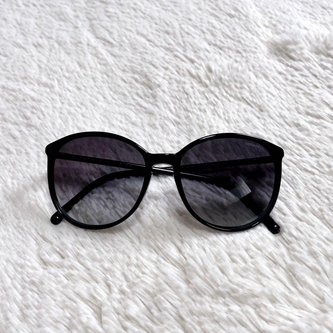 極美品 CHANEL シャネル ブラックフレーム 黒 サングラス ココマーク