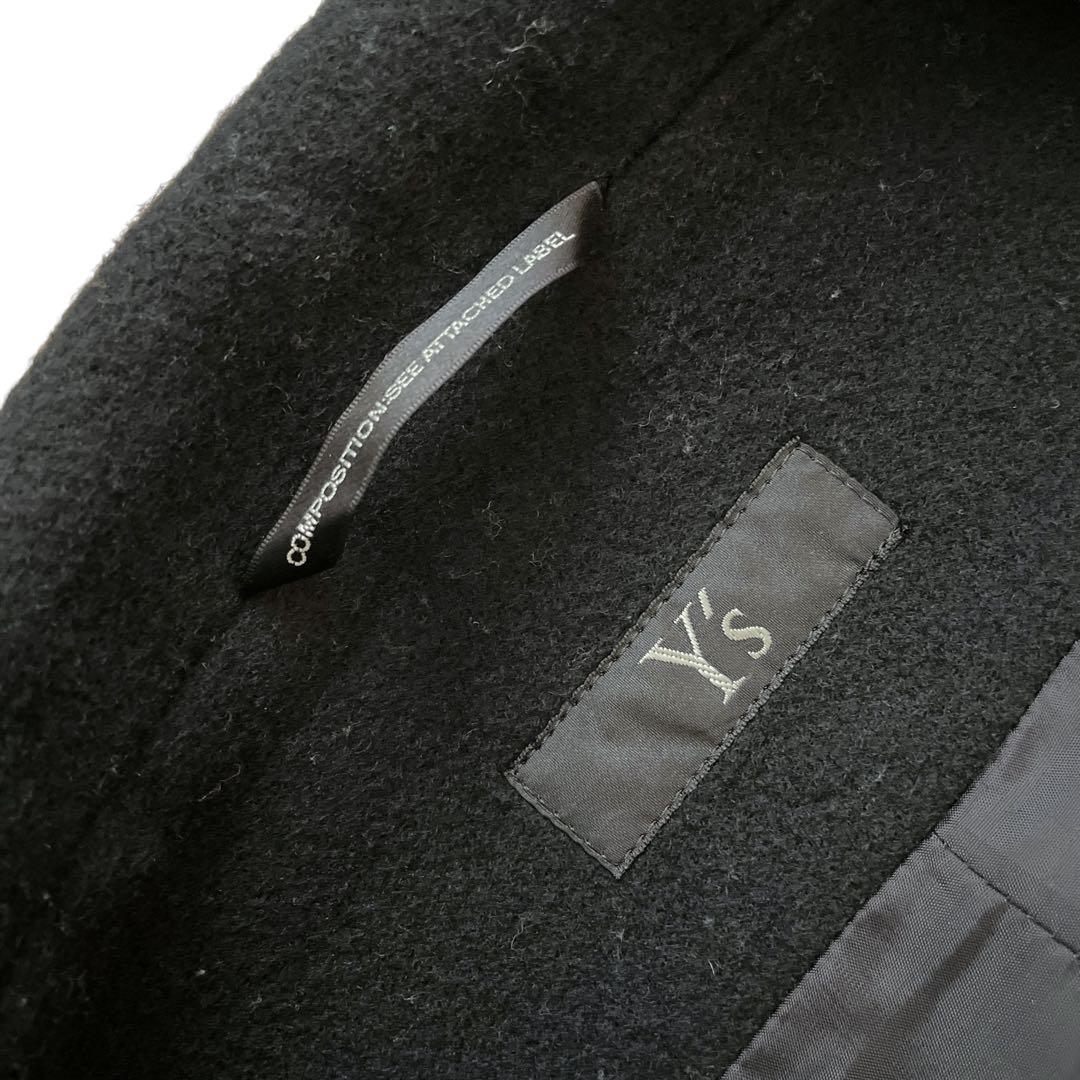 美品 Y's ウール ドルマンスリーブ コート ショート丈 ブラック