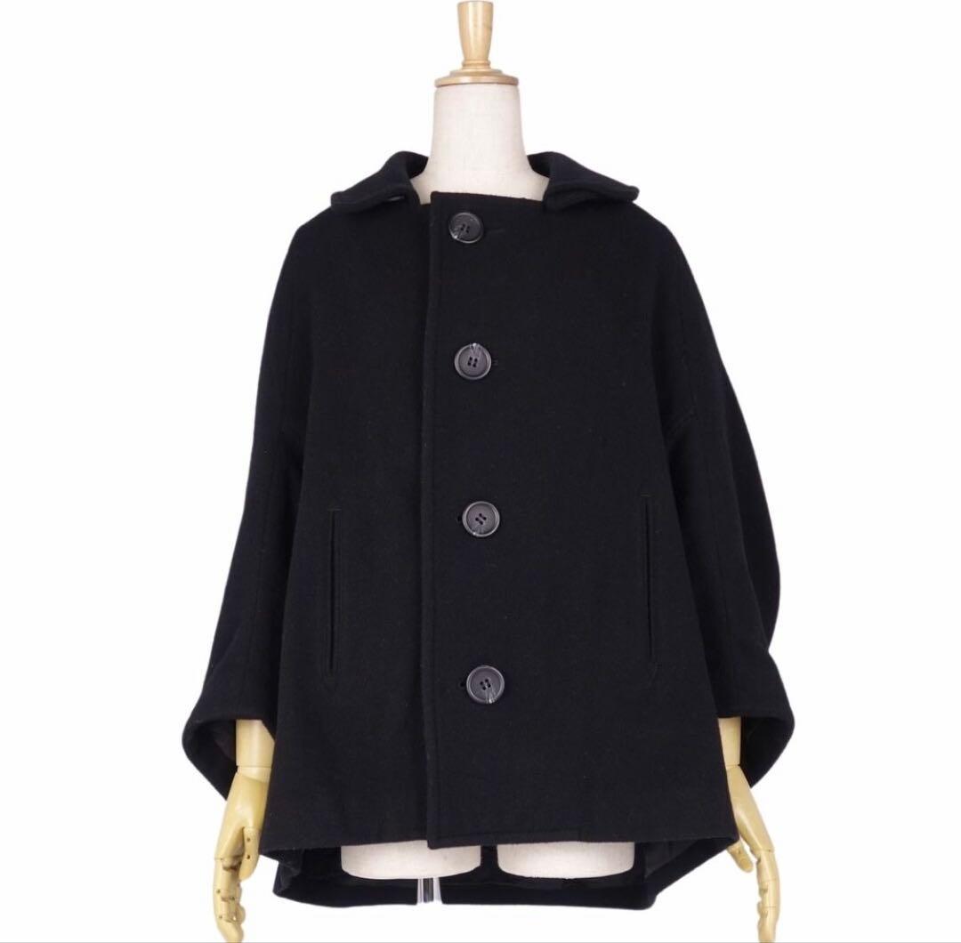 美品 Y's ウール ドルマンスリーブ コート ショート丈 ブラック