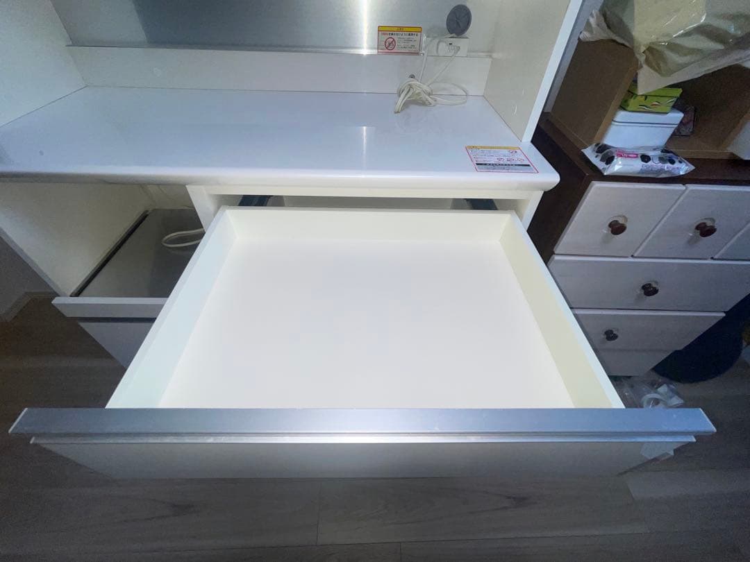 【超美品・取説あり】パモウナ ホワイト食器棚・キッチンカウンター 幅100cm