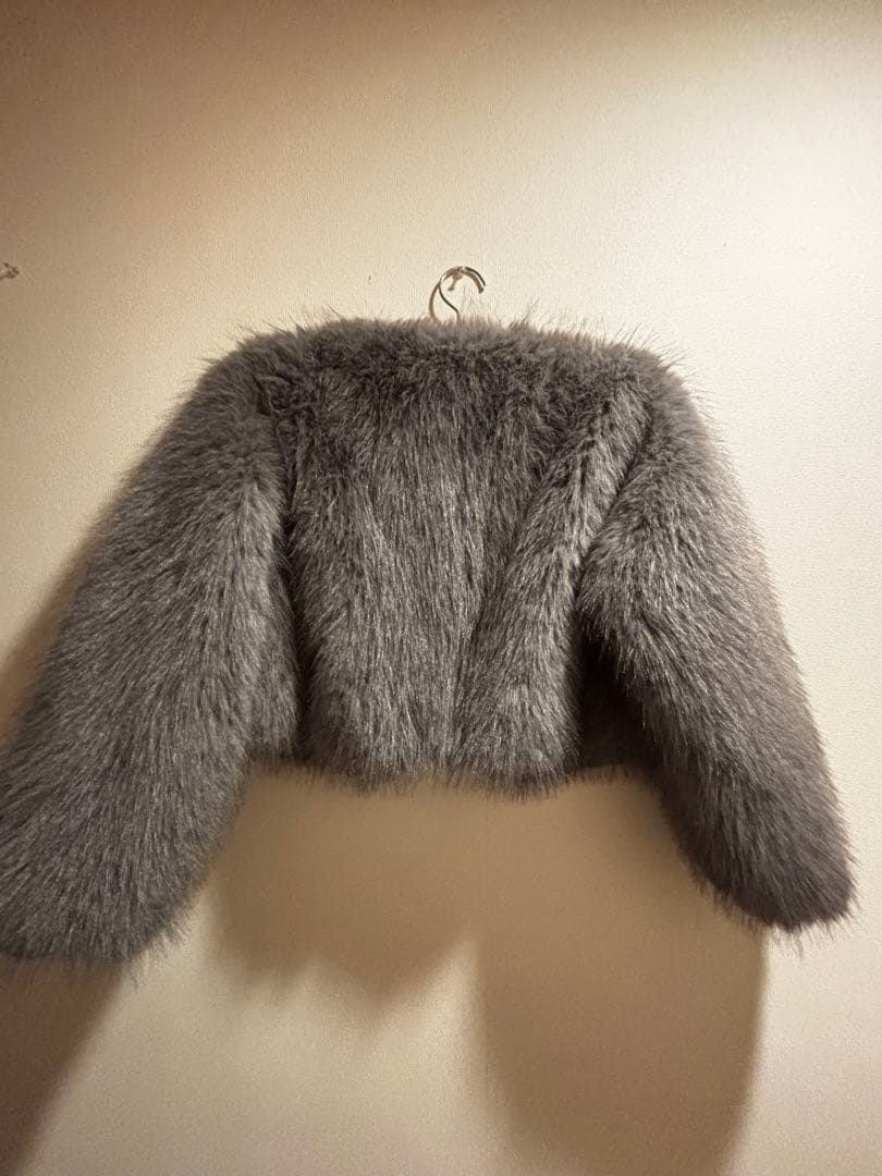 ZARA グレー フェイクファーショートコート