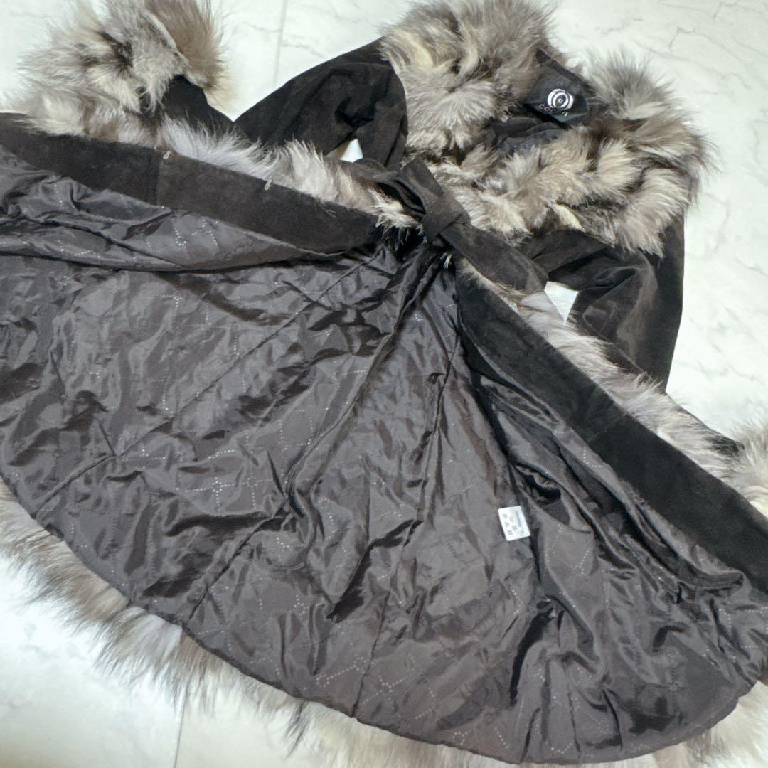 COCON japan リアルファー レザー コート ベルト付 Lサイズ