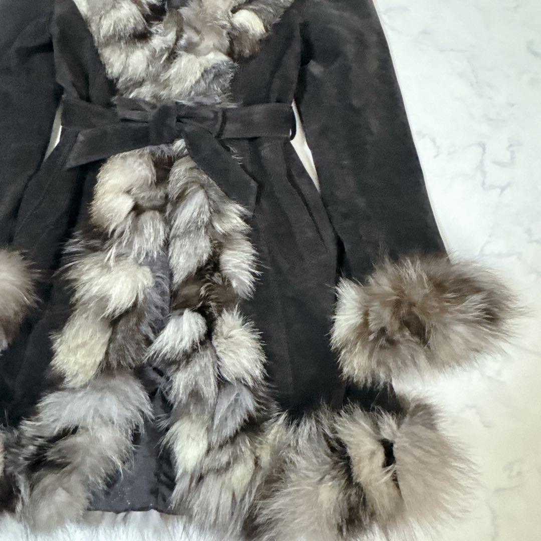 COCON japan リアルファー レザー コート ベルト付 Lサイズ