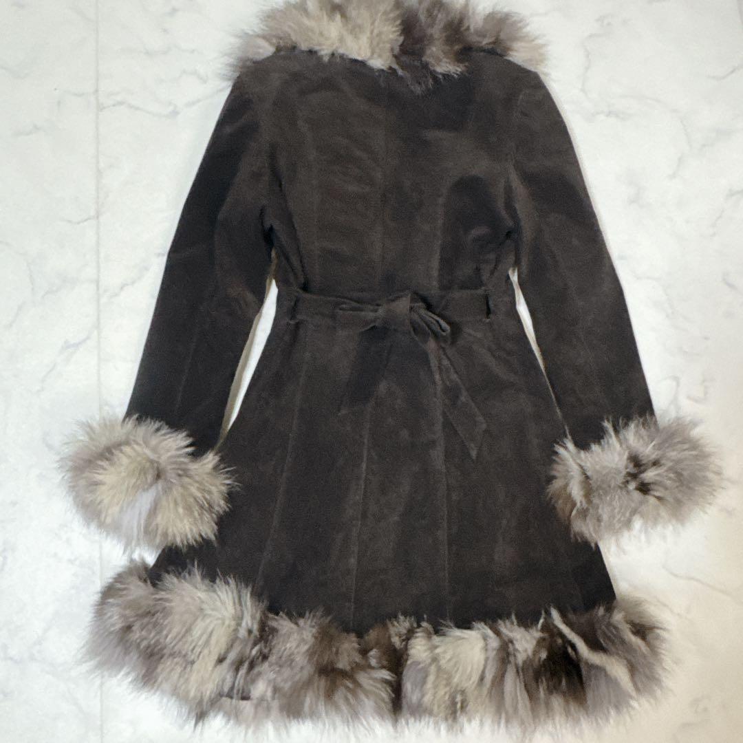 COCON japan リアルファー レザー コート ベルト付 Lサイズ