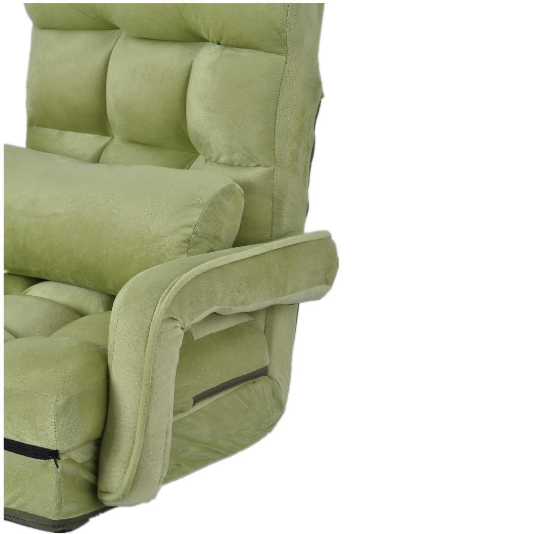 座椅子 リクライニング14段ギアリクライニングチェアー ファブリック【グリーン】