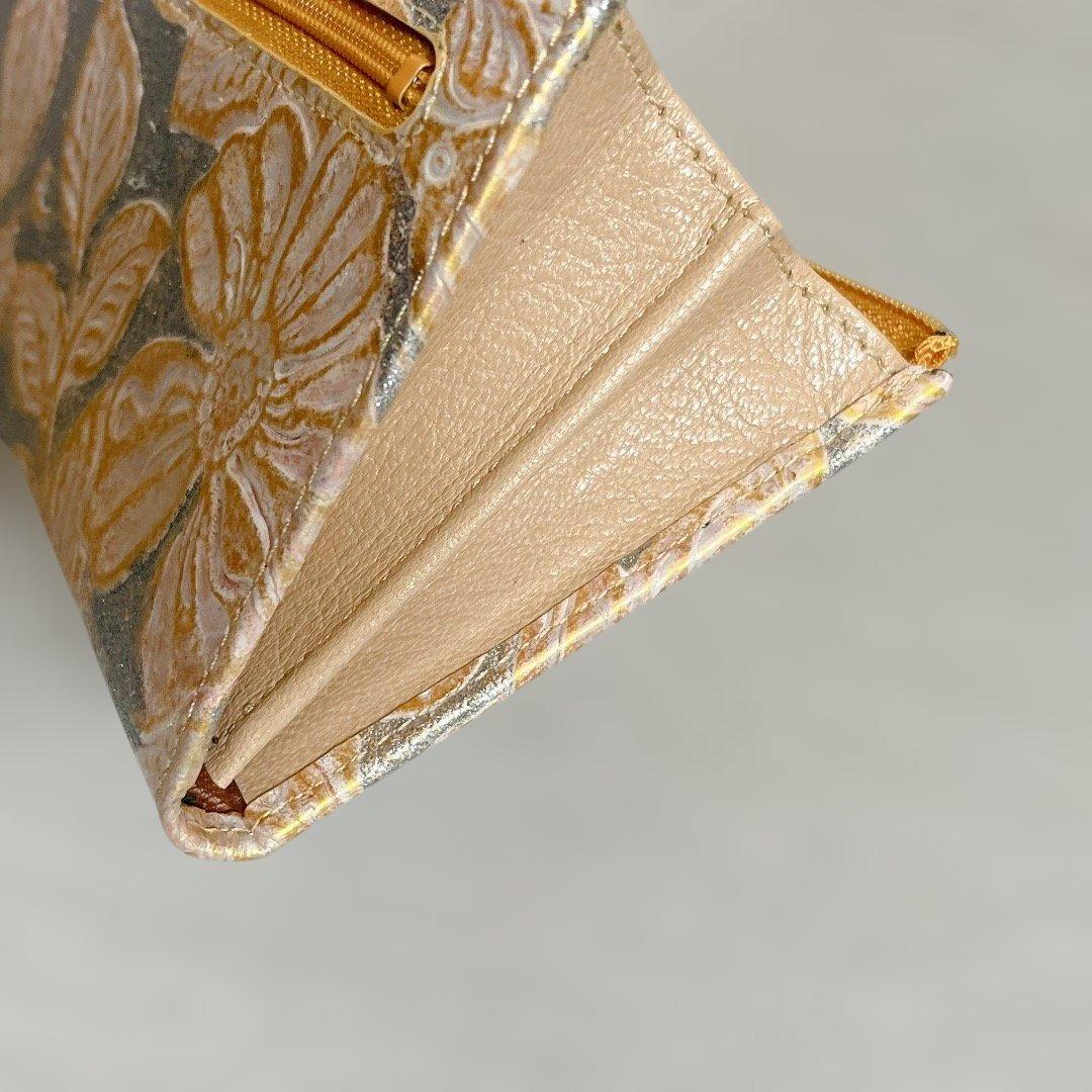 未使用美品 Buona Fortuna ハンドメイド 長財布 ラメフラワー大容量
