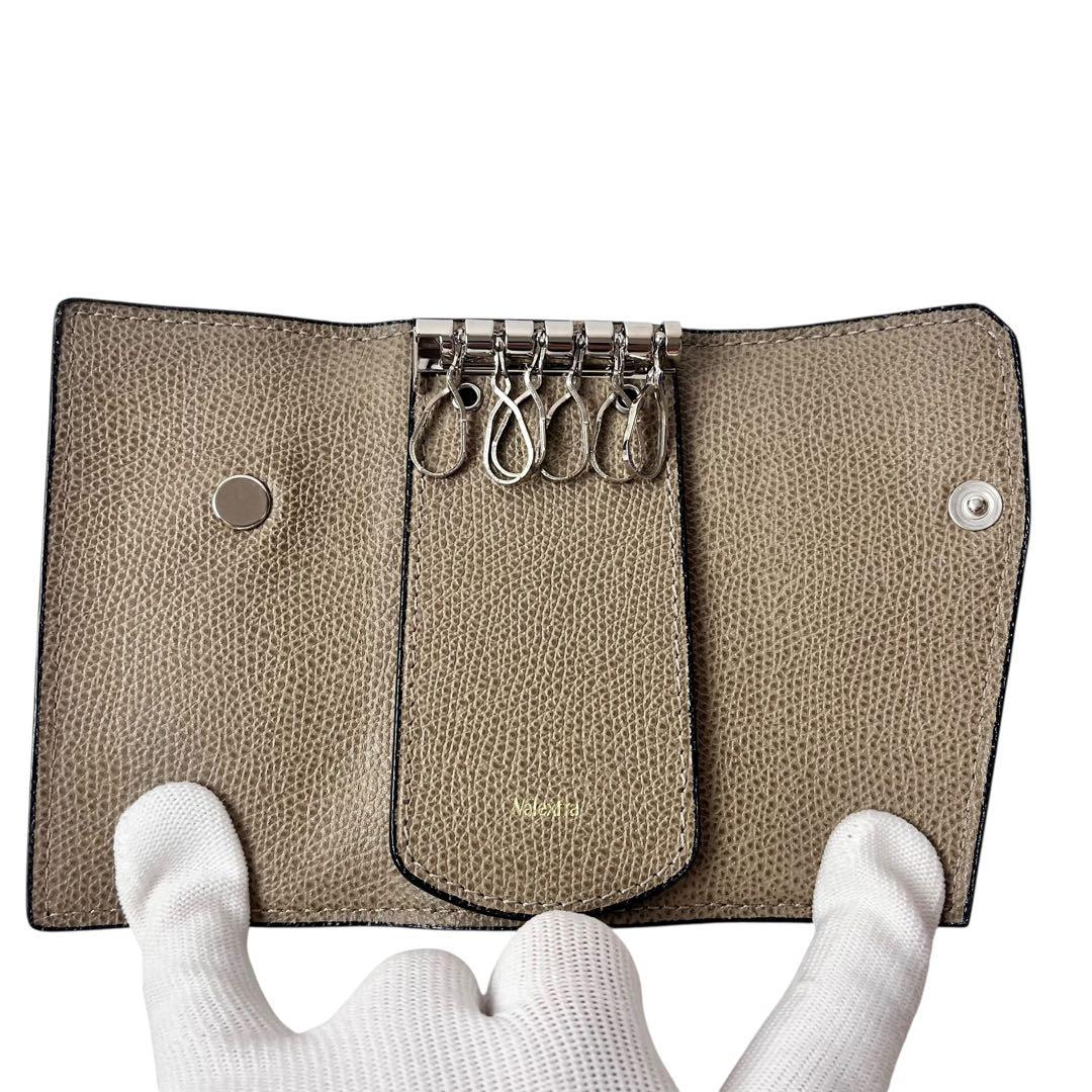 極美品✨ Valextra ヴァレクストラ 6連キーケース 本革 グレージュ