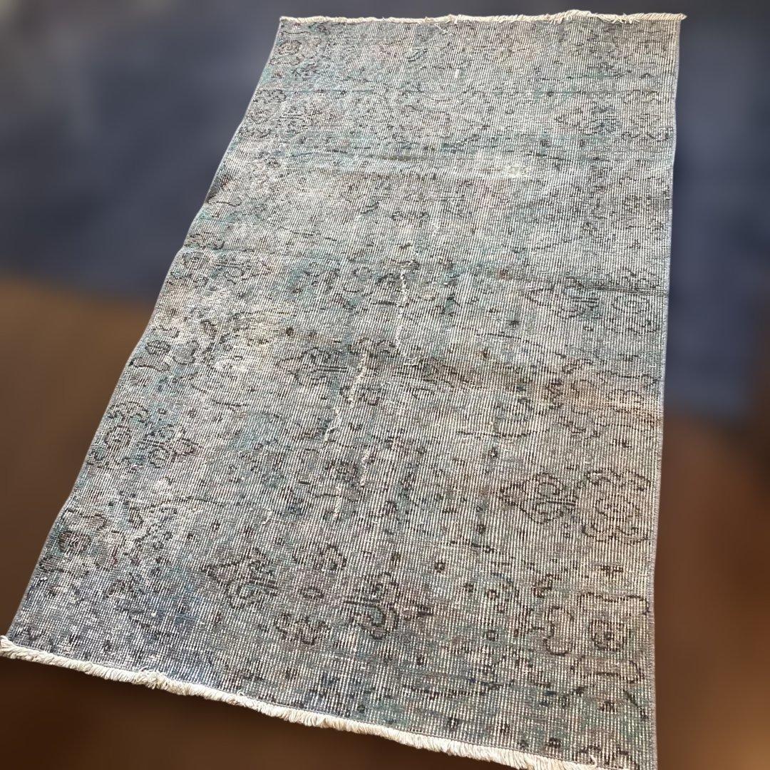 【ヴィンテージラグ】トルコ　ブルーグレー　アンティーク
