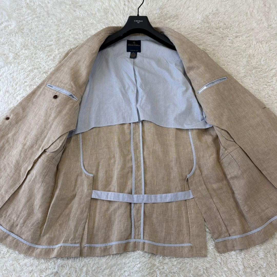 ブルックスブラザーズ テーラードジャケット リネン アンコン ベージュ L