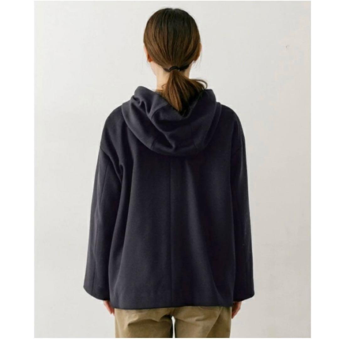 kagure (かぐれ) ブルゾン ウールフードショートコート　ネイビー