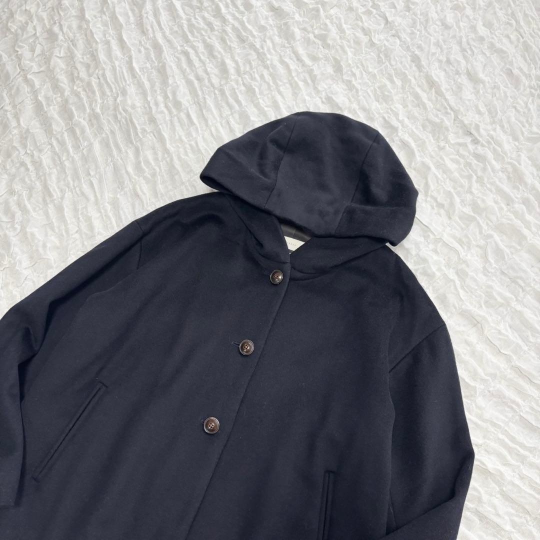kagure (かぐれ) ブルゾン ウールフードショートコート　ネイビー