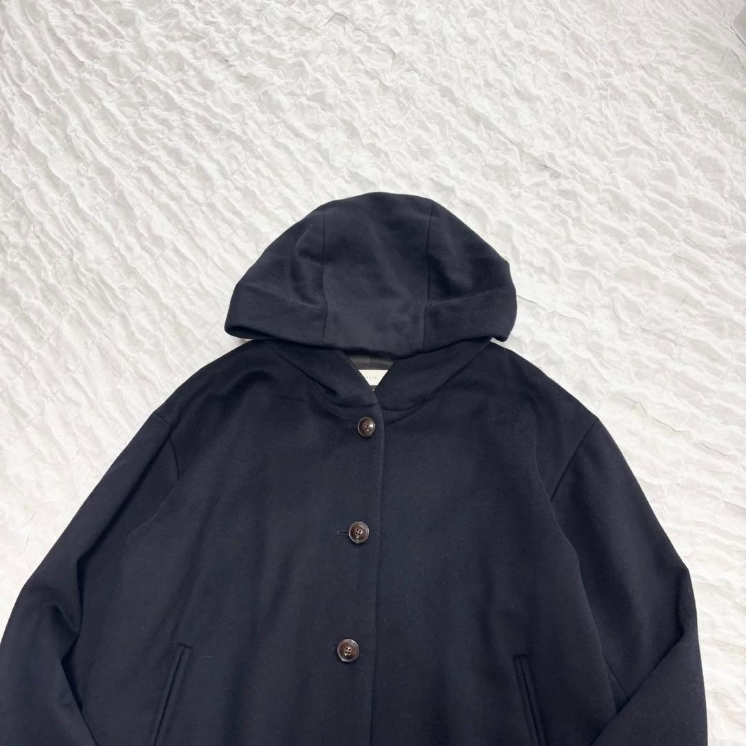 kagure (かぐれ) ブルゾン ウールフードショートコート　ネイビー