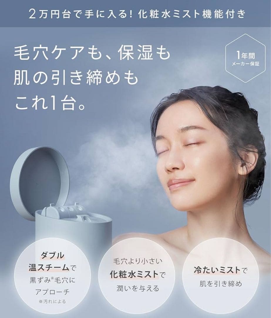 SALONIA ピュアブライトスチーマー 美顔器フェイススチーマー グレー