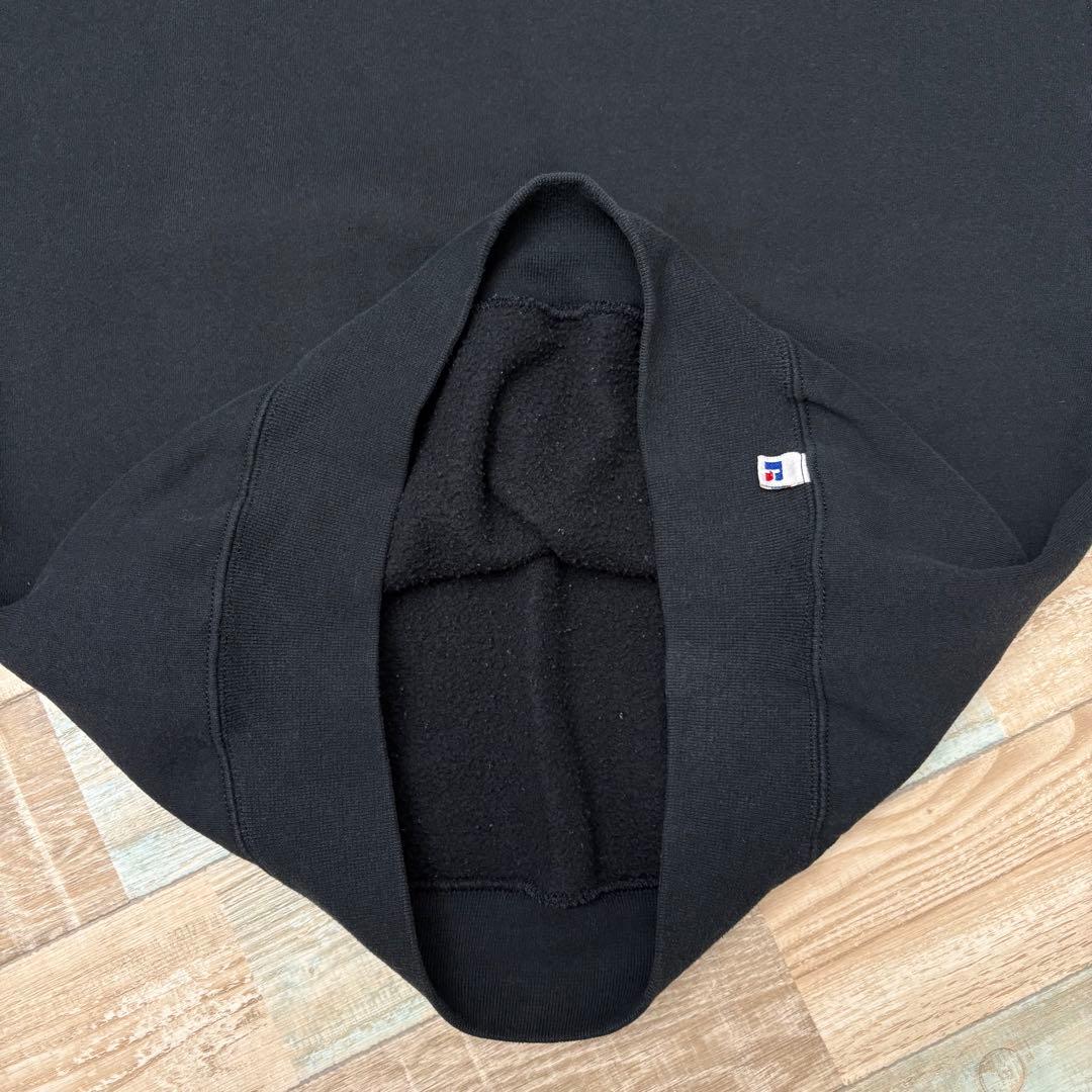 USA製 ラッセル スウェット ブラック 無地 ブランク 前V Lサイズ