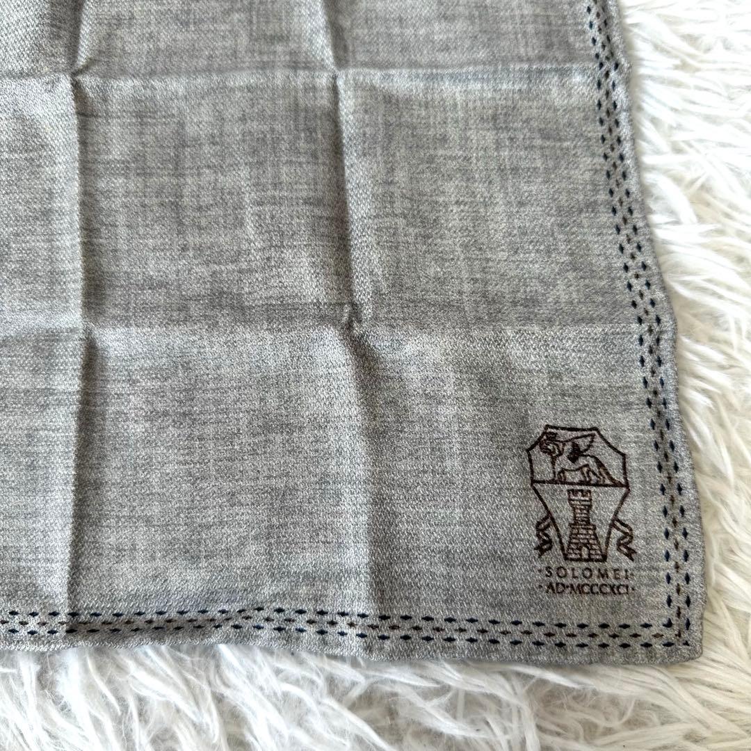 新品未使用✨ブルネロクチネリ ポケットチーフ ハンカチ シルク100% ロゴ