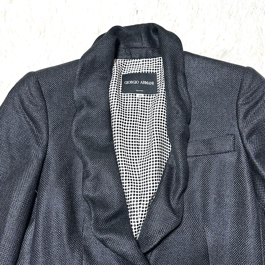 Giorgio Armani シルクテーラードジャケット　黒×水玉　サイズ40