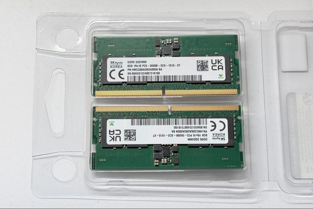 SKhynix DDR5 8GB 5600MHz メモリー 2枚セット