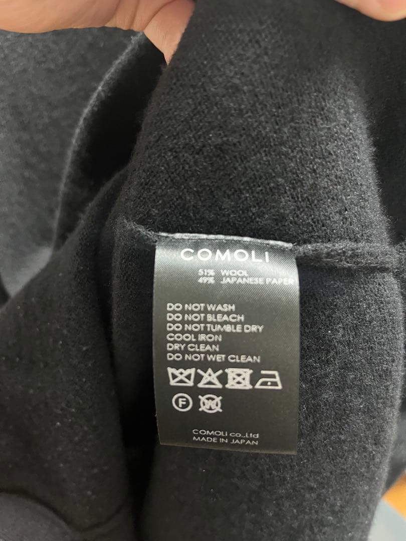 comoli 和紙ウールニット　ブラック フリーサイズ