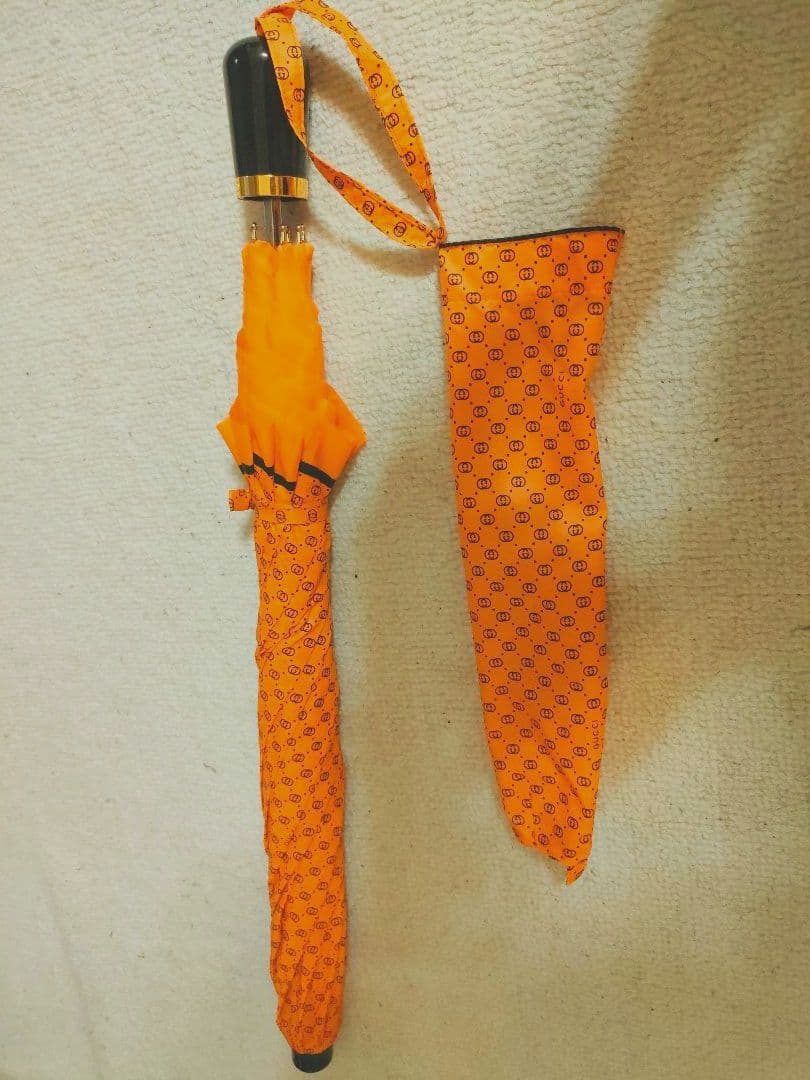 未使用品　オールド　GUCCI　傘　ヴィンテージ 折り畳み傘　オレンジ レア