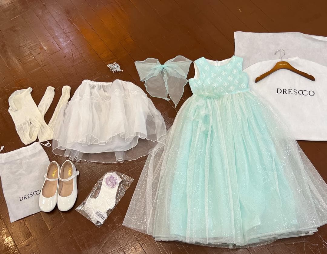 DRESCCO ミントグリーン ドレス・シューズ・ヘッドドレス セット