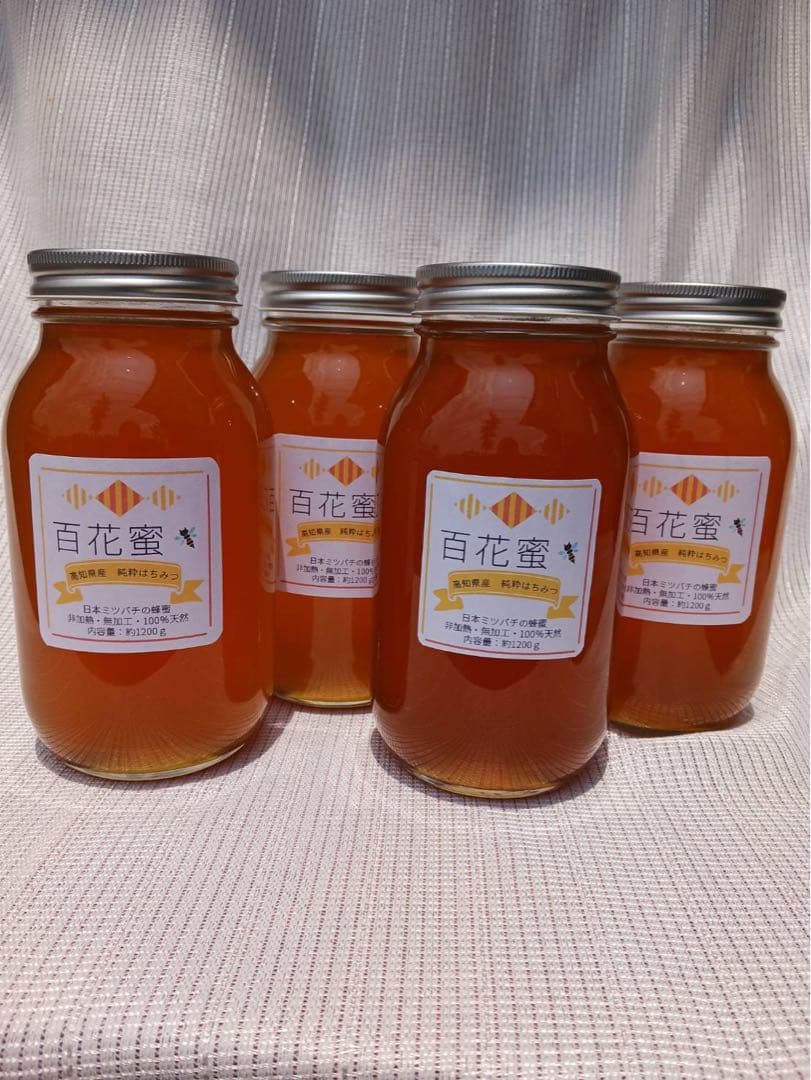 高知県産⭐︎蜂蜜⭐︎濃厚⭐︎日本ミツバチ⭐︎1200g 4本セット　はちみつ