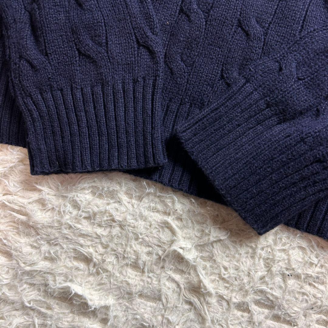 【近年モデル】 ラルフローレン ケーブル 刺繍 ニット セーター ネイビー