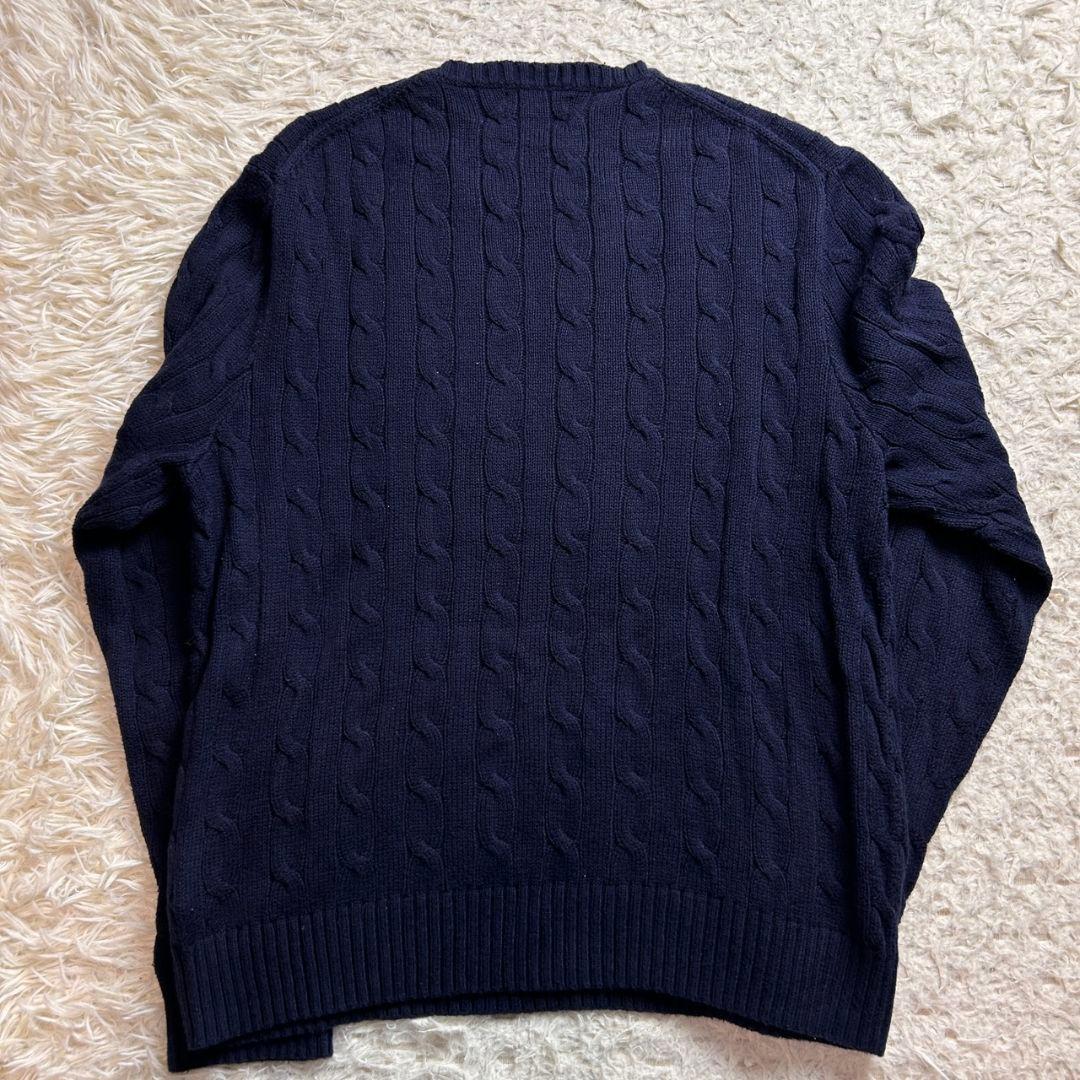 【近年モデル】 ラルフローレン ケーブル 刺繍 ニット セーター ネイビー