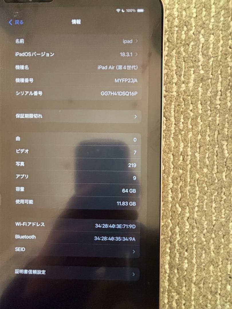 iPad Air 第4世代 64GB 本体 ローズゴールド