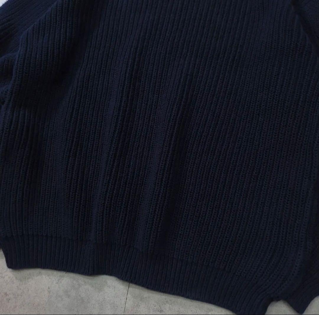 90s Eddie Bauer ローゲージ コットンニット L ネイビー