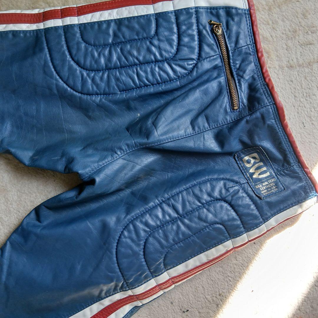 レザー パンツ 青