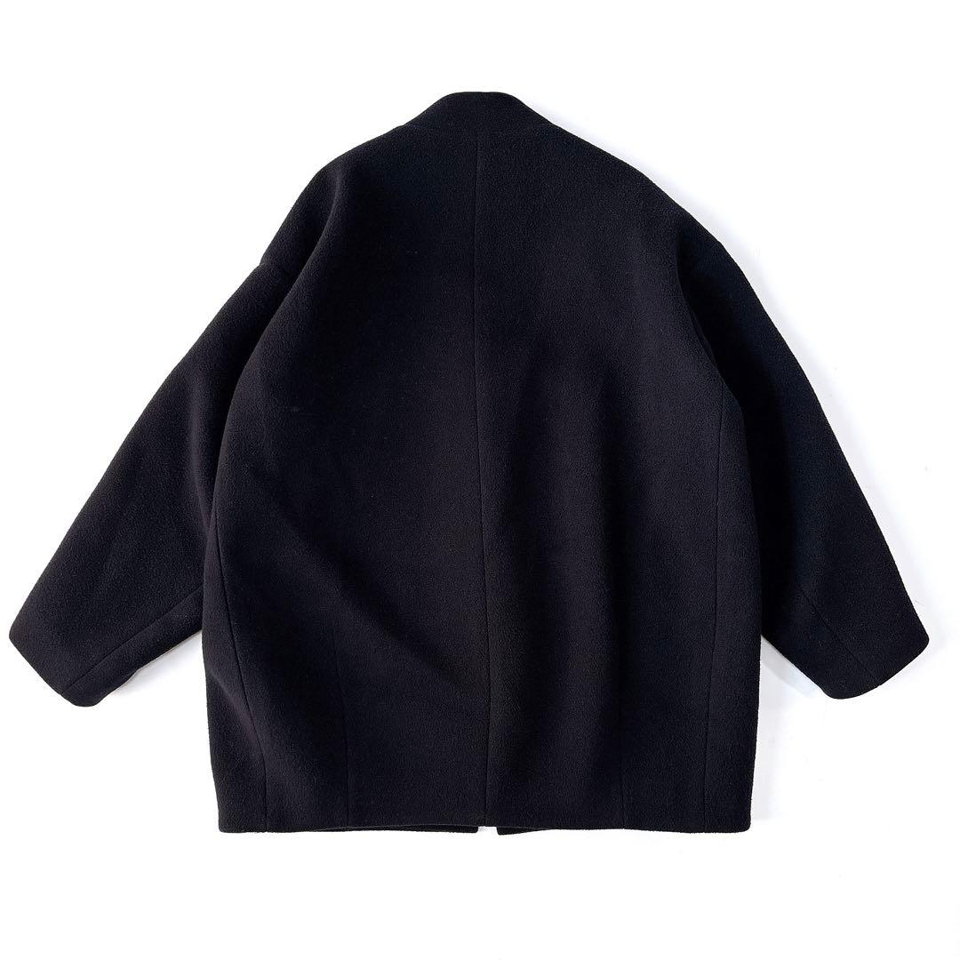 え*り様 美品⁑バビロン　2022 ウールコクーンコート　ネイビー　ノーカラージ