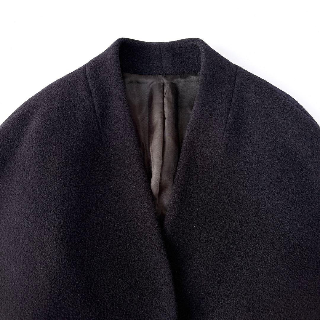 え*り様 美品⁑バビロン　2022 ウールコクーンコート　ネイビー　ノーカラージ