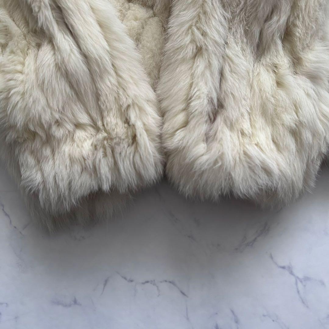 XL ボリューム感◎銀SAGA 毛皮コート フォックスファー 肉厚女優襟