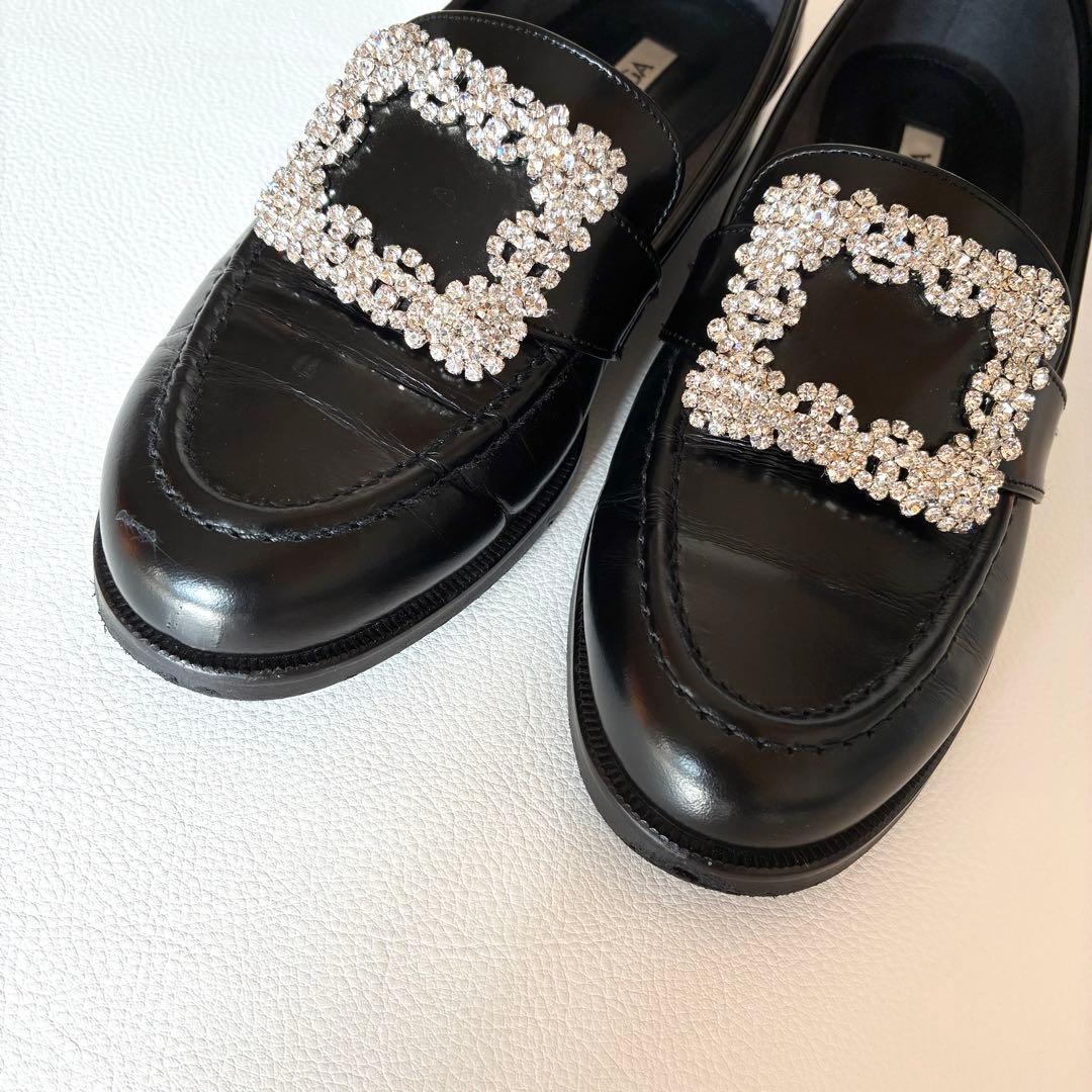 OHGA　オーガ　ビジュー付きローファー　レザー　ブラック　23cm