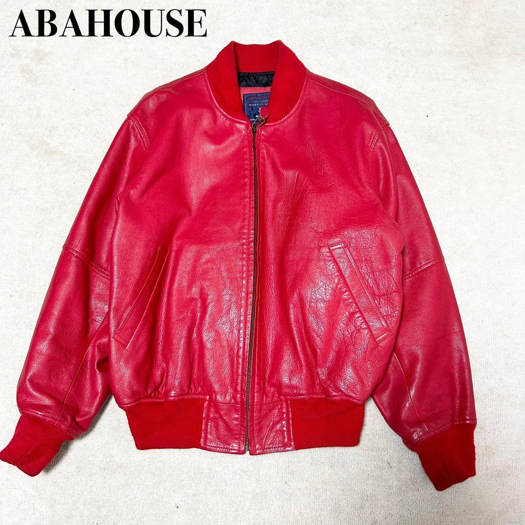 美品　アバハウス　90s ヴィンテージ　レザースタジャン　ブルゾン　牛革　赤