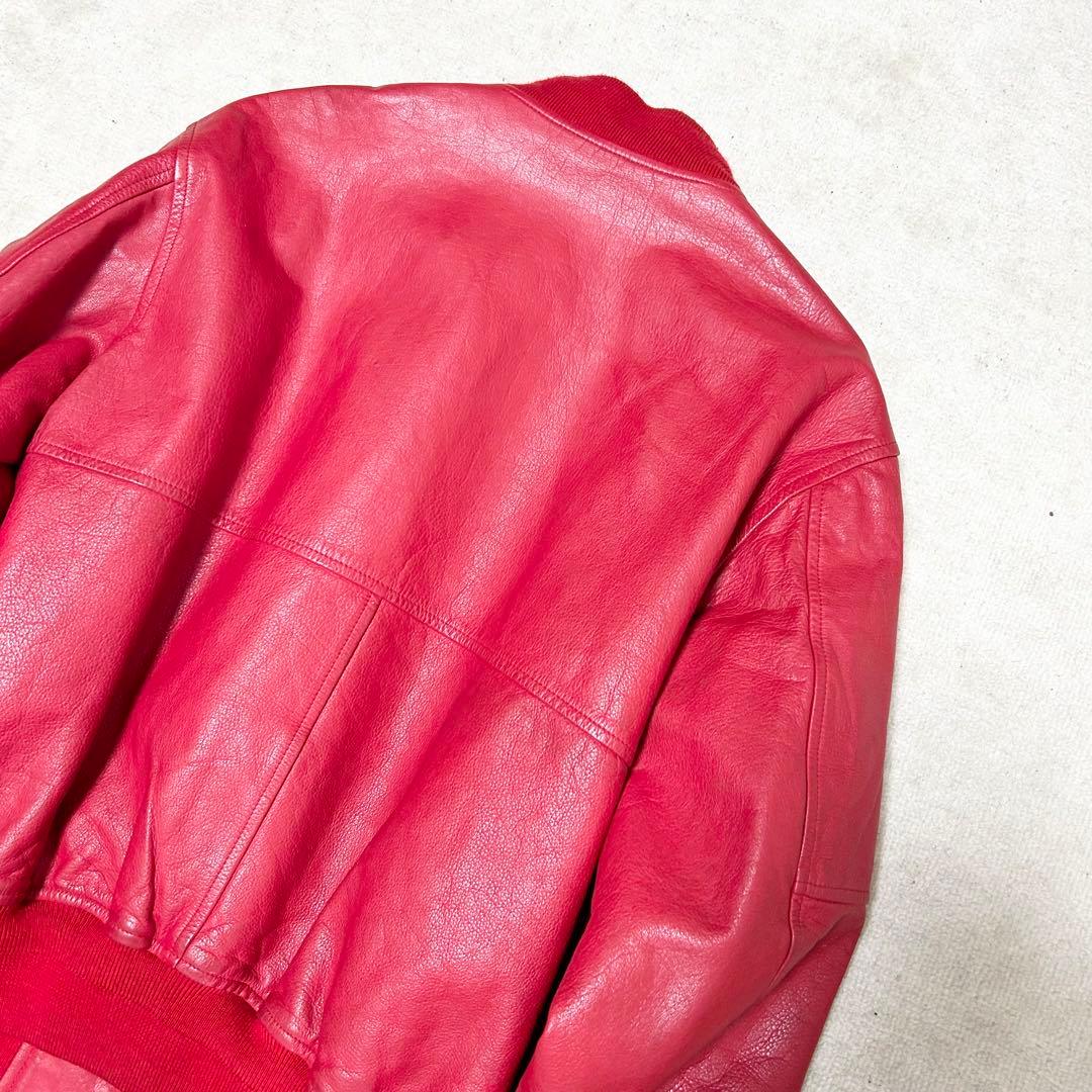 美品　アバハウス　90s ヴィンテージ　レザースタジャン　ブルゾン　牛革　赤