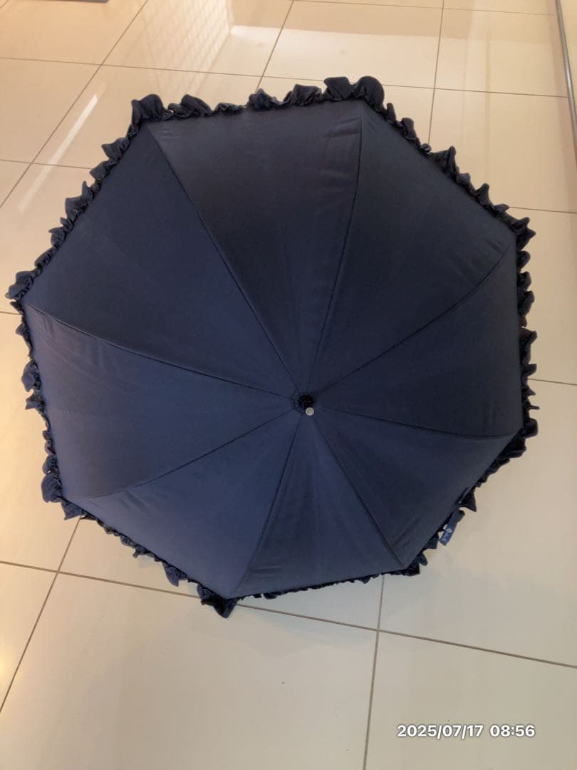芦屋ロサブラン　日傘晴雨兼用 遮光フリル付き　ネイビーUVカット　未使用に近い