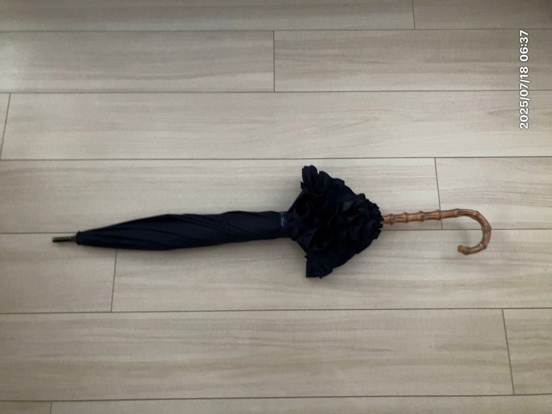 芦屋ロサブラン　日傘晴雨兼用 遮光フリル付き　ネイビーUVカット　未使用に近い