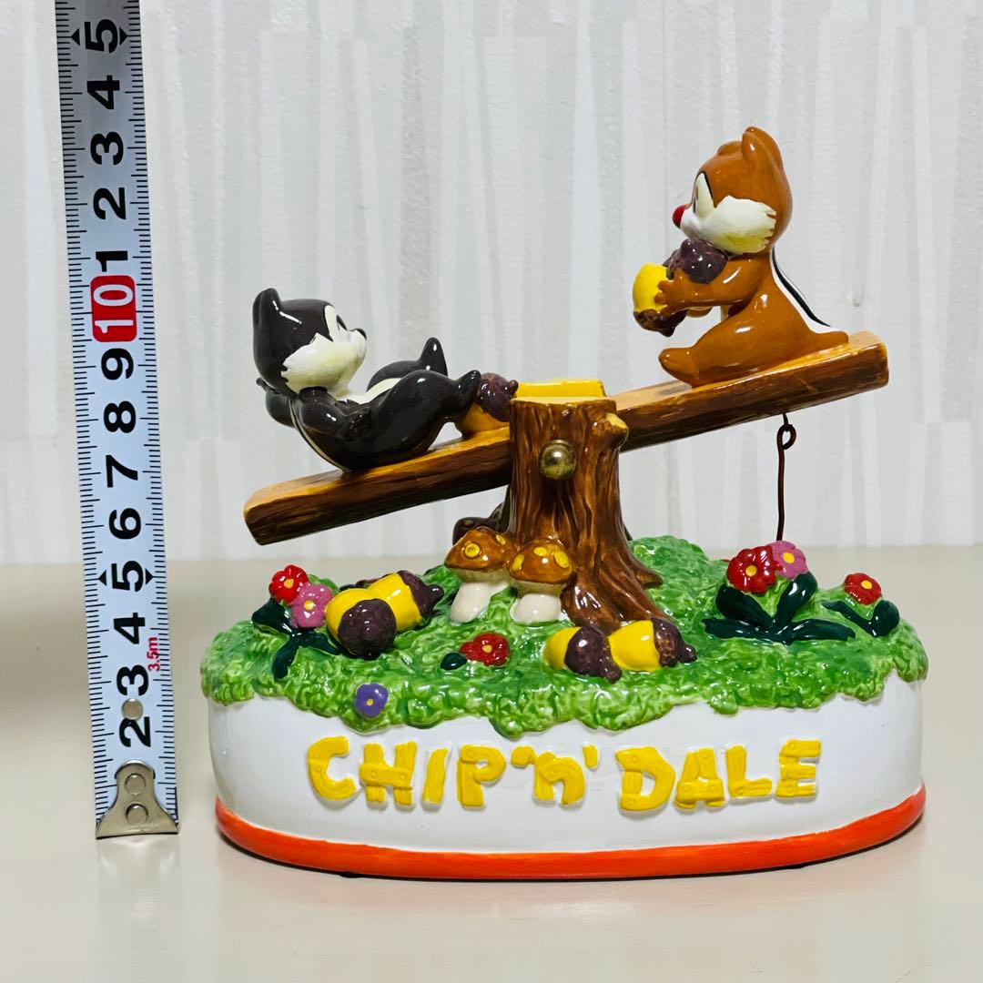 希少レア Sankyo Disney チップとデール オルゴール 陶器製