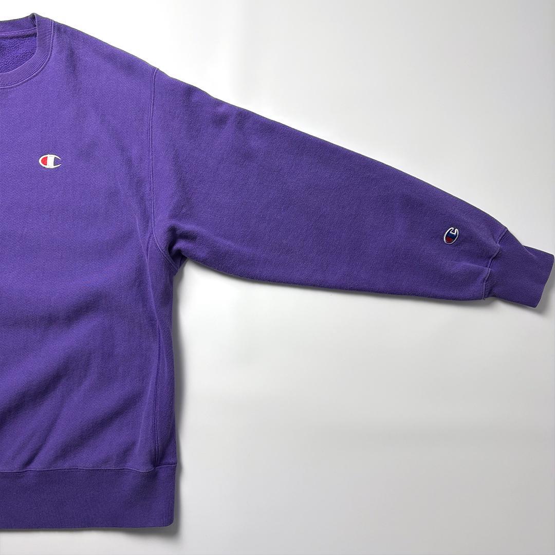 champion リバースウィーブ L パープル スウェット 無地 目あり