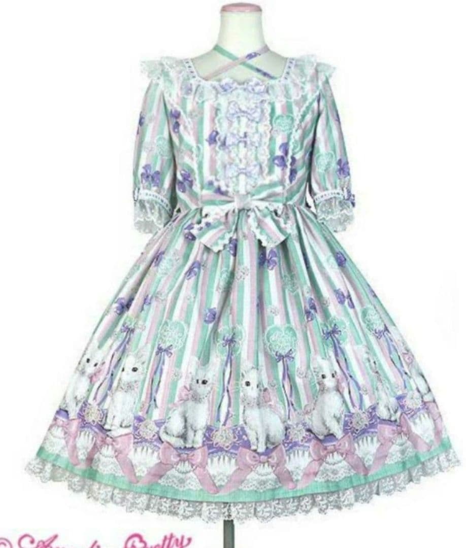 Angelic Pretty Fleur Catワンピ&カチュ ミント　未使用