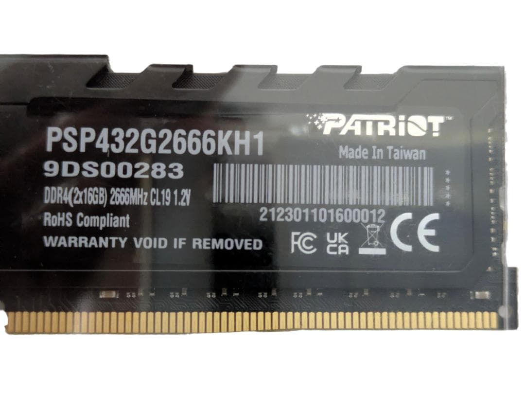 動作確認済 DDR4 32GB PATRIOT PREMIUM②/#301