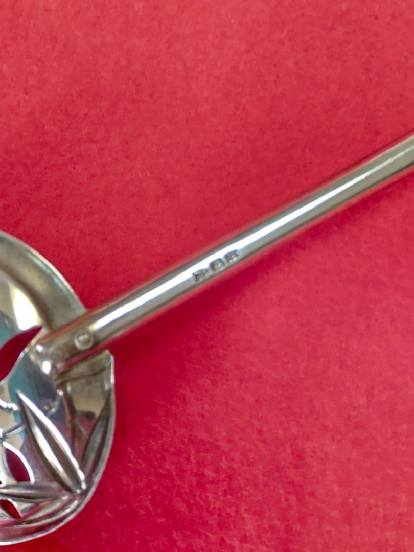 銀製笹模様お取りしゃもじ二点/銀製楊枝