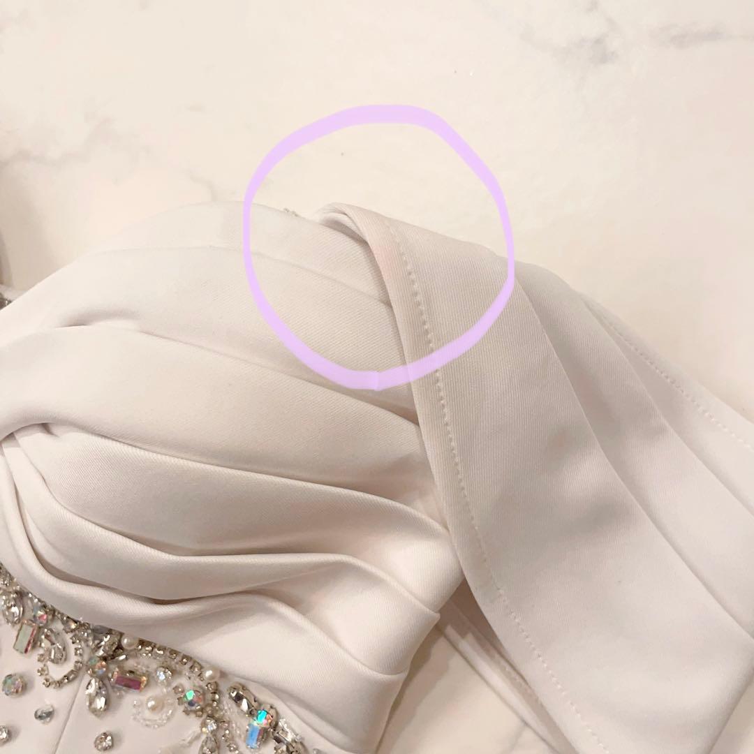 バストクロスタックスリーブデザインタイトミニドレス　S ホワイト　AngelR