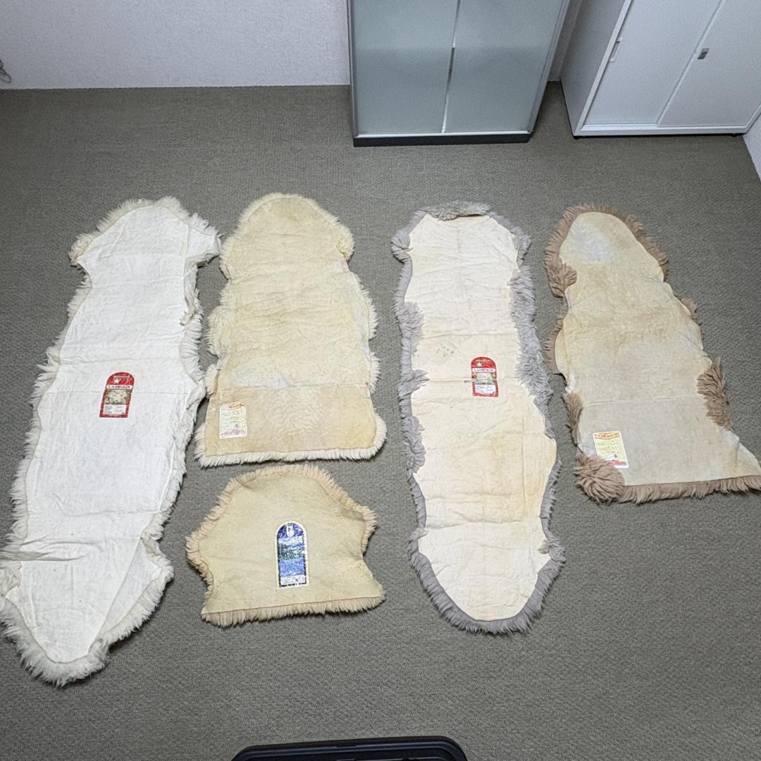 【5点セット】大判 ムートン ラグカーペット 羊毛