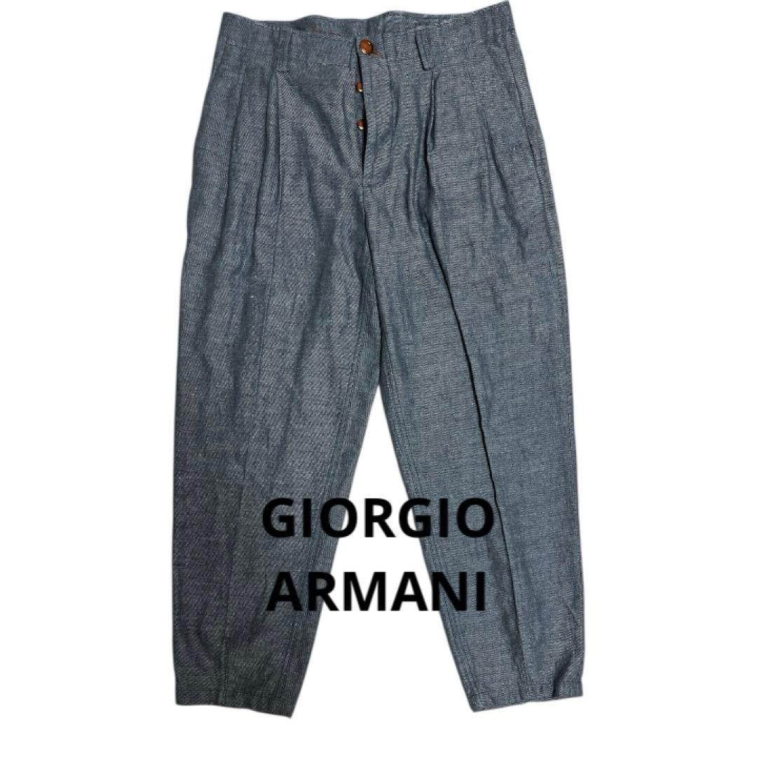 GIORGIO ARMANI 日本製 19年製 コットンリネン 2タックパンツ