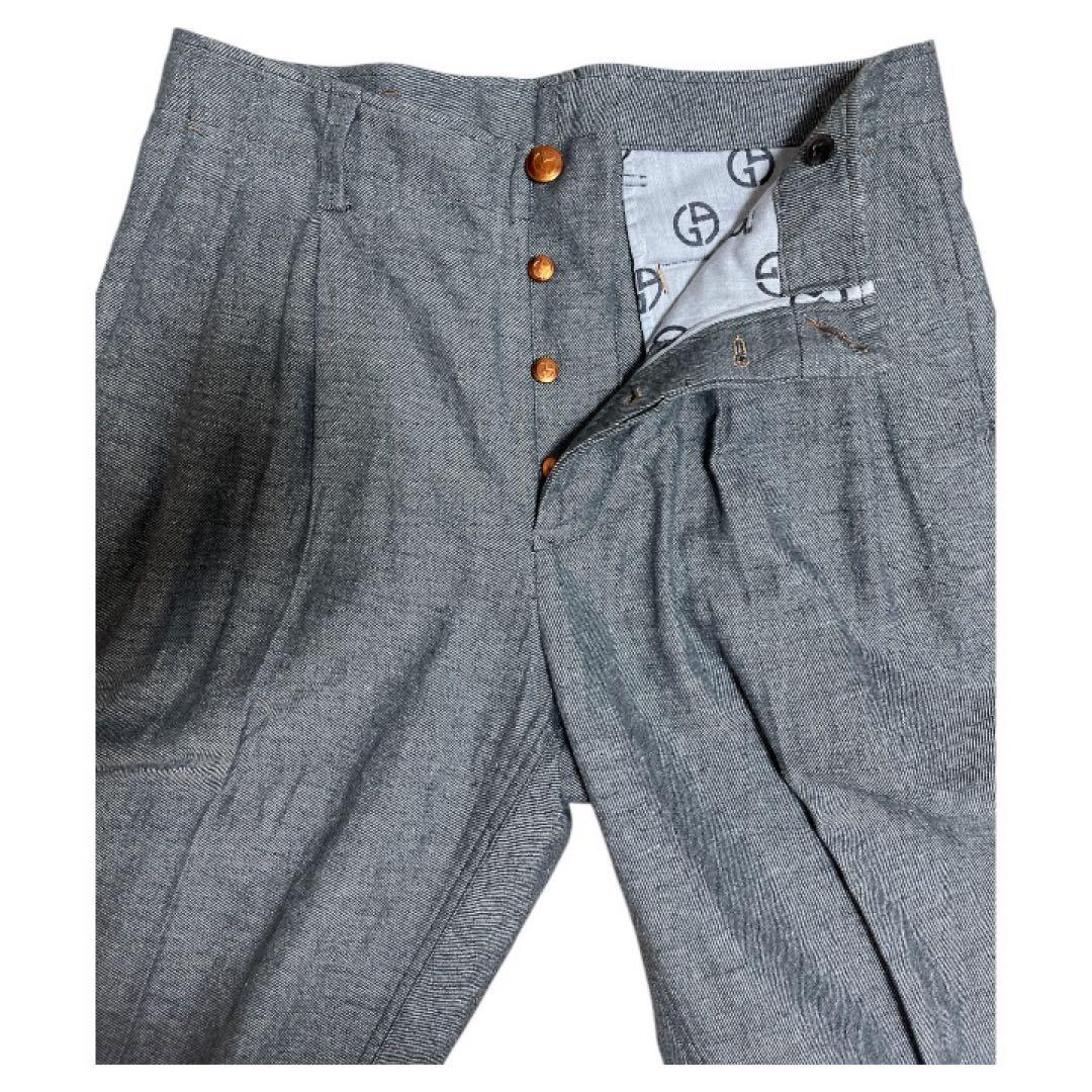 GIORGIO ARMANI 日本製 19年製 コットンリネン 2タックパンツ