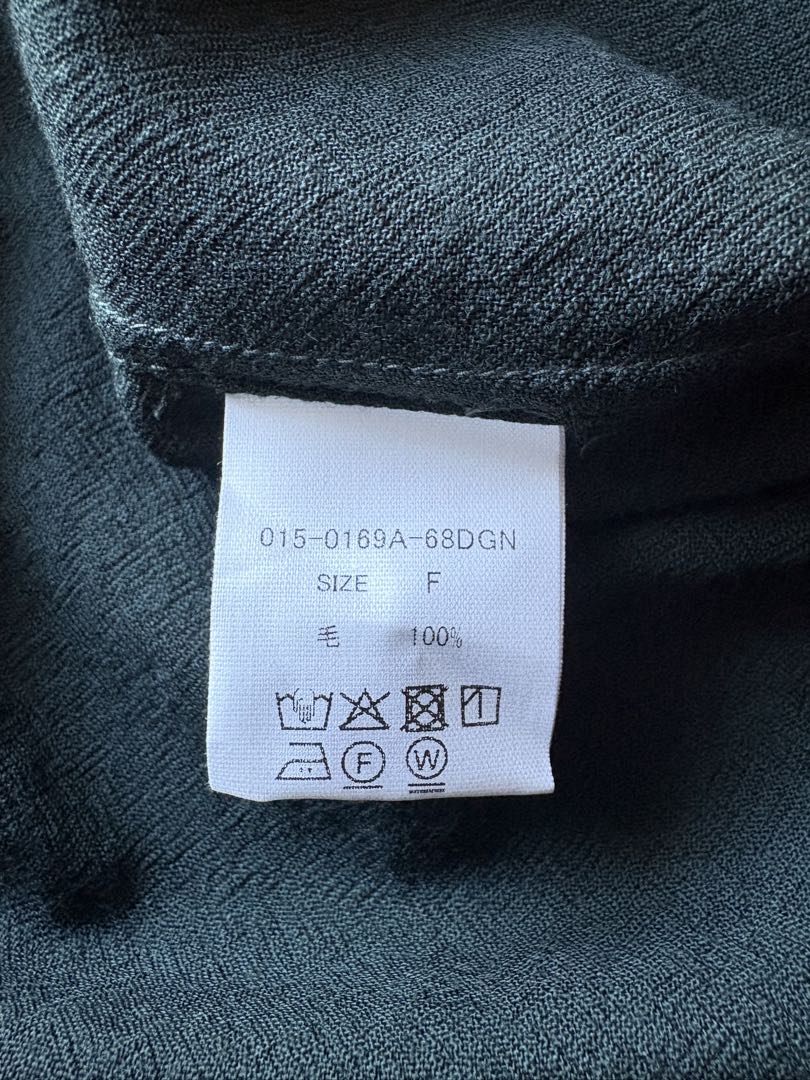 HUIS/ 遠州織物ウォッシャブルウール バンドカラー オーバーシャツ